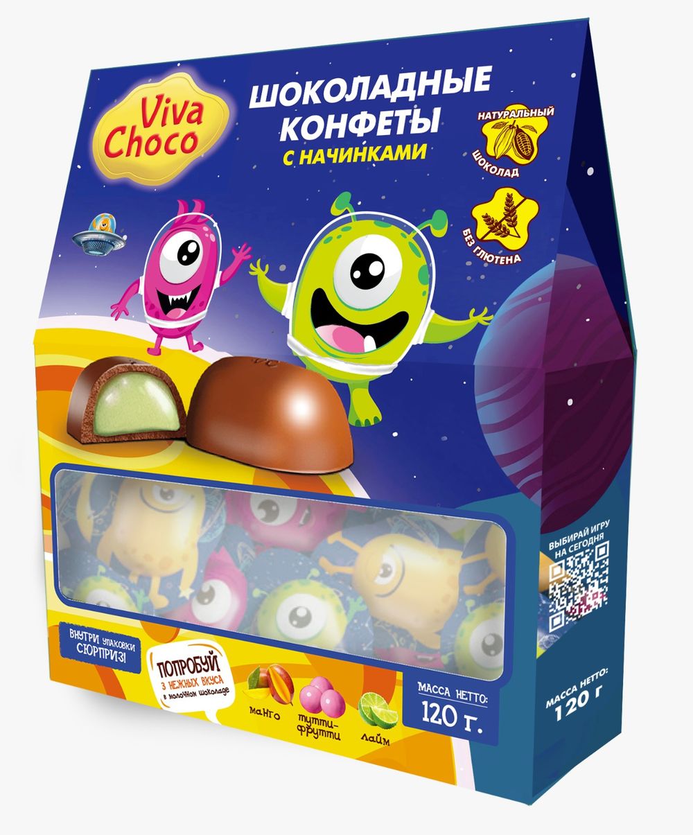Конфеты шоколадные с кремовой начинкой: "Viva Choco Crazy" коробка 120гр