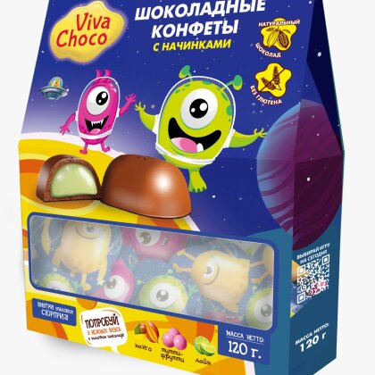 Конфеты шоколадные с кремовой начинкой: "Viva Choco Crazy" коробка 120гр