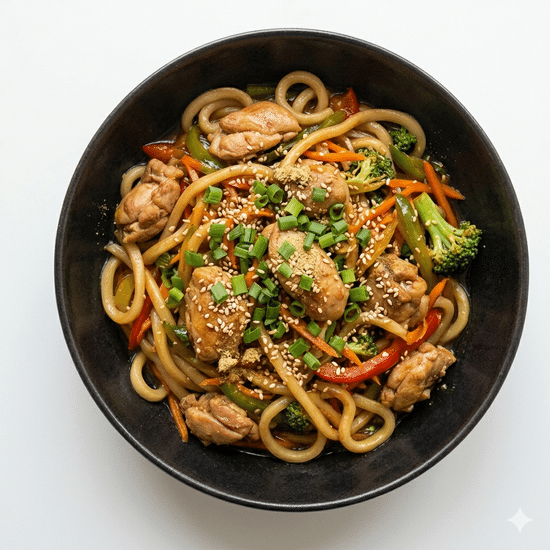 Udon with toppings  🍜 from
410 kcal · P: 33g · 380g