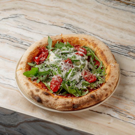 Stracciatella, pesto, arugula, parmesan