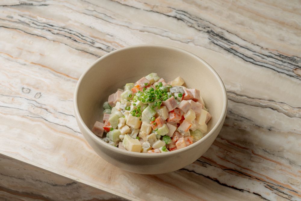 Salad Olivie with Mortadella