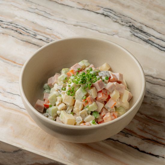 Salad Olivie with Mortadella