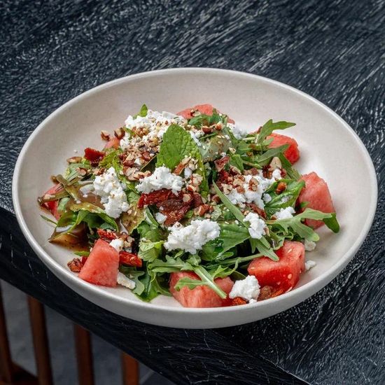 Watermelon salad, goat cheese