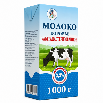 Молоко Ультрапастерилизованное 3,2% жирности (1 литр) в тетра-пакетах