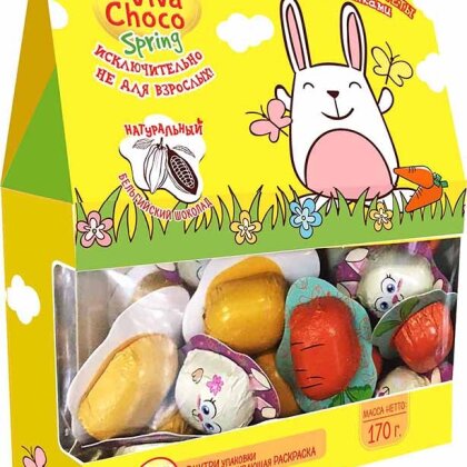 Конфеты шоколадные с кремовой начинкой: Ассорти "Viva Choco Spring" пакет 100гр