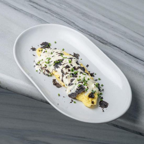 Truffle omelette, stracciatela