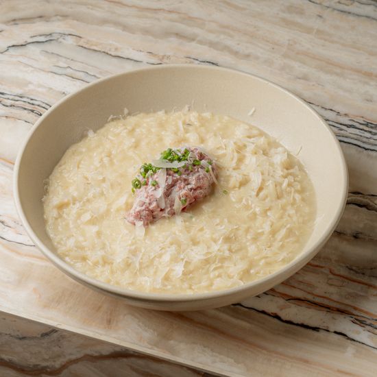Risotto, beef tartare