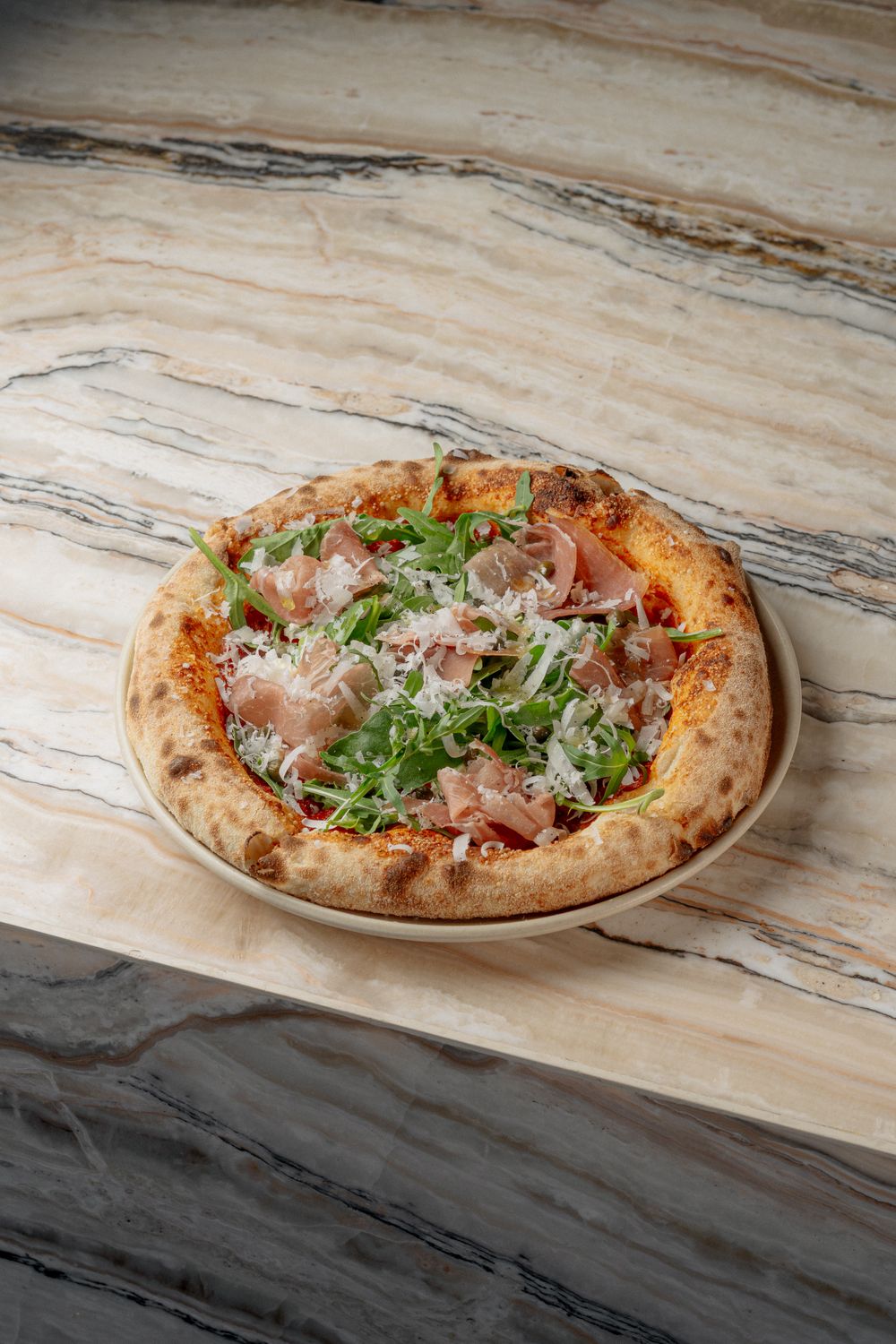 Prosciutto, stracciatella, arugula, parmesan