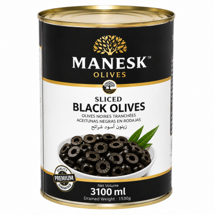Оливки черные резаные 3100 ml ж/б, т.м. MANESK  Египет